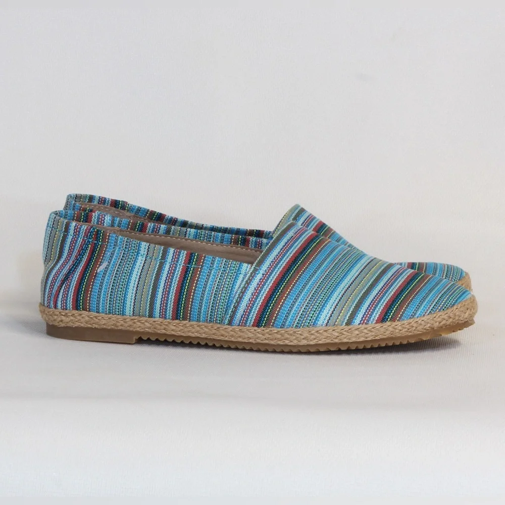 Aetrex Kylie Slip-On Multicolor Stripped Espadrille Flats with Arch Support